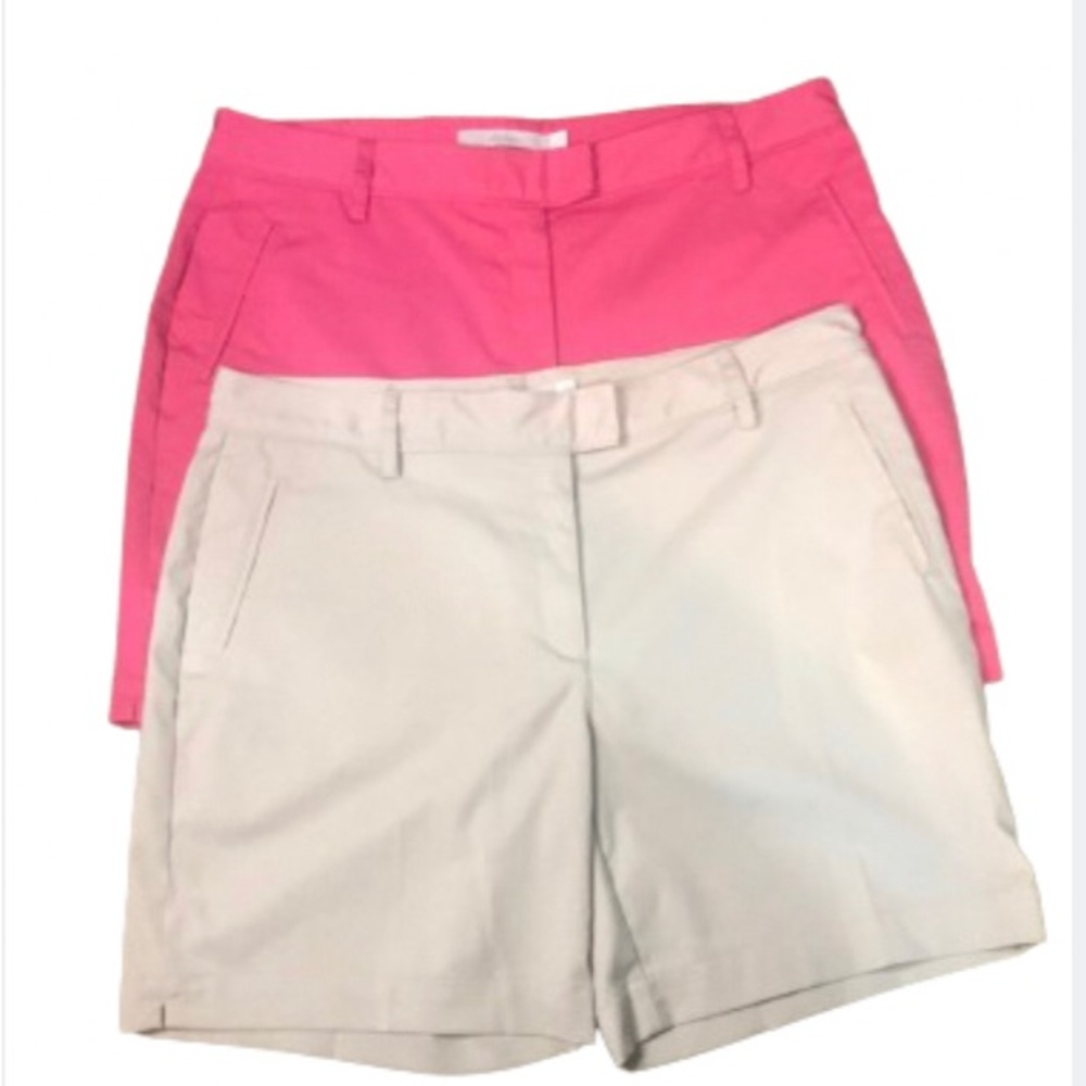 2 Pairs Lady Hagen Stretch Golf Shorts in Hot Pink & Peyote (Tan) Size 10